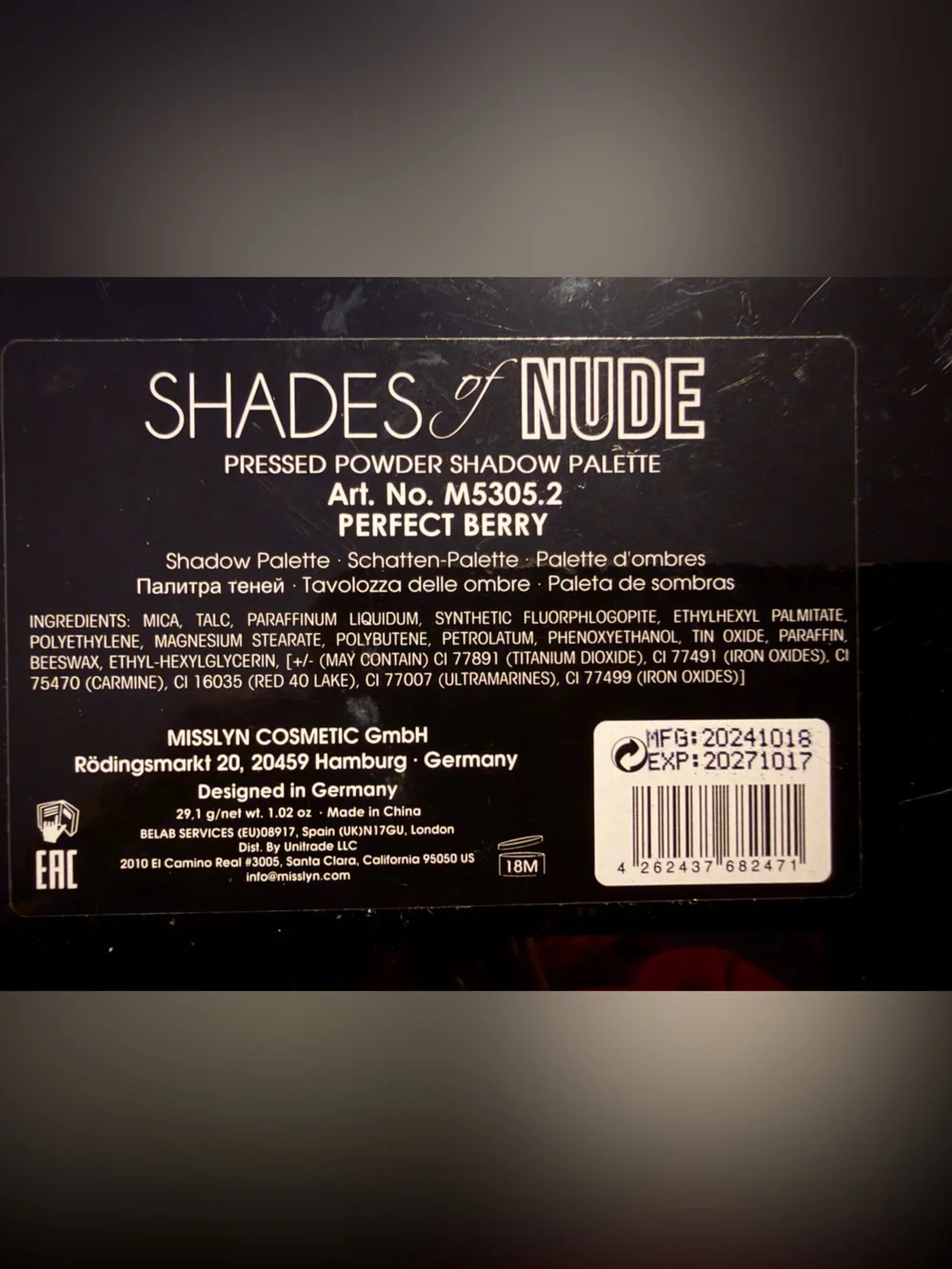 Shades of Nude Eyeshadow Palette by Misslyn Cosmetics Brand New